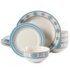 Multi-functional Geometric Pattern Decorated 12-Piece Fine Porcelain Dinnerware Set for Family Meals and Special Occasions