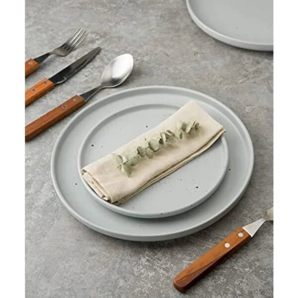 12 Piece Plates and Bowls Set, Speckled Dinnerware Sets for 4, Matte Dish Set, Microwave and Dishwasher Safe, tableware