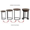 3-Piece Nesting Round Living Room End Tables Modern Style Gray-Brown Woodgrain-Look Metal Base Versatile Set Home Décor.