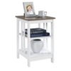 3-Tier End Table in Driftwood/White Finish MDF Construction Modern Square Design 15.75" x 15.75" x 23.75"