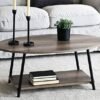 Household Essentials Coffee Table, Coastal Oak, Distressed White