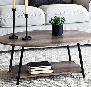 Household Essentials Coffee Table, Coastal Oak, Distressed White
