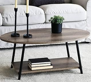Household Essentials Coffee Table, Coastal Oak, Distressed White
