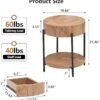 Round End Table Wood Side Table with Drawer Farmhouse Circle End Tables Accent Bedside Table Metal Frame Small Nightstand for Living Room, Bedroom and Small Spaces, Easy Assembly (Natural)
