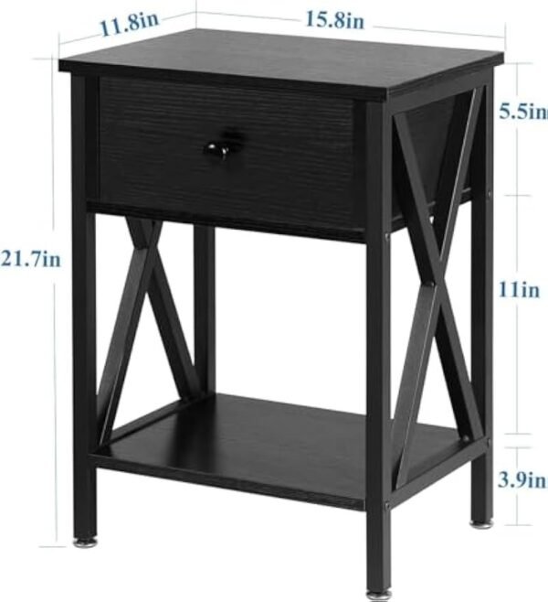 41BL1XCvvBL._AC_UY879.jpg Versatile End Storage Shelf Side Table, Black, Nightstand with Drawer, Retro Blk