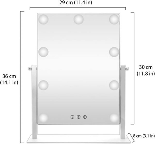 Hollywood Vanity Mirror with 9 Dimmable Bulbs Lights, Three Color Lighting Modes, and 5X Magnification, Smart Touch Control, 360°Rotation (White,Gift Box)