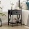 515lADU4ZrL._AC_UY879.jpg Versatile End Storage Shelf Side Table, Black, Nightstand with Drawer, Retro Blk