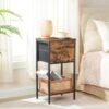 End Table with 2 Fabric Drawers and Storage Shelf, Industrial Nightstand, 23.6 Inch Tall Side Table, Bedside Table for Living Room Bedroom, Rustic Brown and Black BF106BZ01