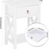 White bedside table, small bedside table with drawers and shelves, farmhouse bedside table bedroom, coffee table, bedside table, white side table with rustic handles, suitable for small spaces, dormitories, children's room, living room