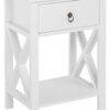 White bedside table, small bedside table with drawers and shelves, farmhouse bedside table bedroom, coffee table, bedside table, white side table with rustic handles, suitable for small spaces, dormitories, children's room, living room