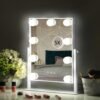 Hollywood Vanity Mirror with 9 Dimmable Bulbs Lights, Three Color Lighting Modes, and 5X Magnification, Smart Touch Control, 360°Rotation (White,Gift Box)