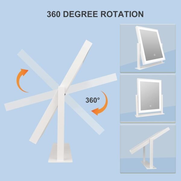 Vanity Mirror with Lights, Hollywood Lighted Makeup Mirror with Dimmable Light, Smart Control, Memory, Adjustable Warm White/Natural/Daylight, Birthday Gift, 360°Rotation (13in. White)