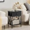 51gV1hl_JCL._AC_UY879.jpg Versatile End Storage Shelf Side Table, Black, Nightstand with Drawer, Retro Blk