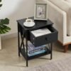 51kknIdl92L._AC_UY879.jpg Versatile End Storage Shelf Side Table, Black, Nightstand with Drawer, Retro Blk