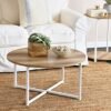 Household Essentials Coffee Table, Coastal Oak, Distressed White