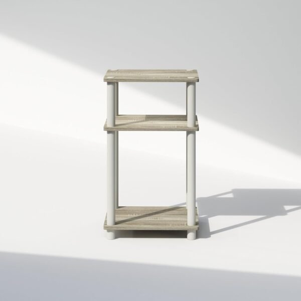 3-Tier Open Storage Nightstand, 1-Pack, Plastic Poles, Sonoma Oak/White