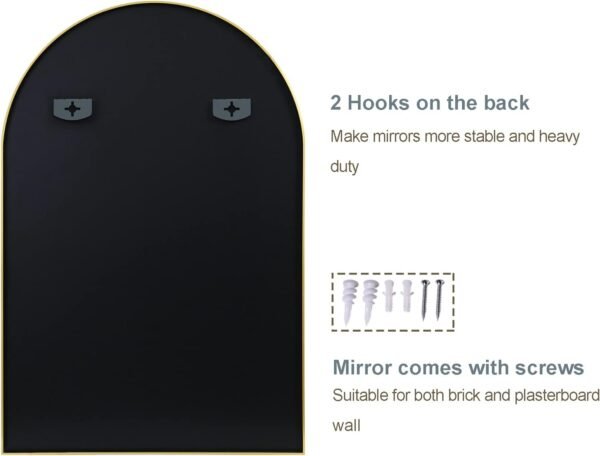 Arched Wall Mirror for Bathroom,Mirrors for Wall,24''x36'',Vanity Mirror for Bedroom Dresser, Entryway, Living Room, Metal Frame (36''x24'',Gold)