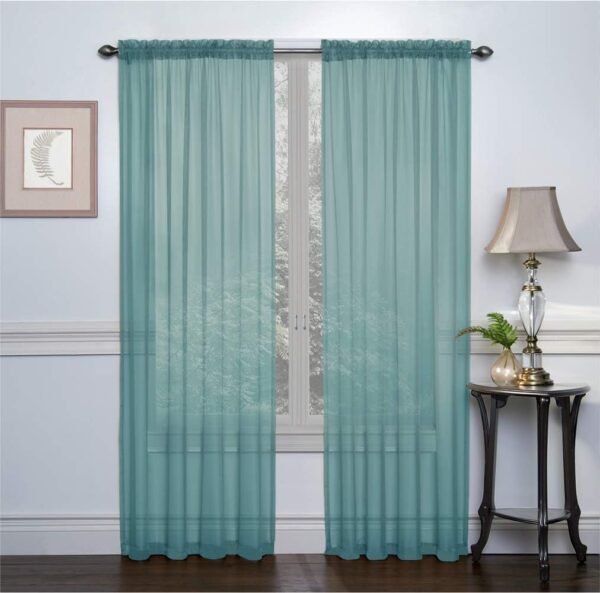 2 Pack: Basic Rod Pocket Sheer Voile Window Curtain Panels - Assorted Colors (White, 84 in. Long)