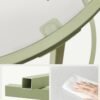 Round Side Table, Glass End Table with Metal Frame, Laurel Green Coffee Table with Modern Style, for Living Room, Balcony, Bedroom, Laurel Green