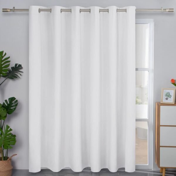 61ADUEUh59L._AC_SL1500.jpg Linen Textured 100% Blackout Curtain 100x96 Inch Extra Wide Patio Sliding Door Curtain Solid Thermal Insulated Room Curtain for Bedroom, Living Room (1 Panel, White)