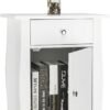 White Nightstand, Small Nightstand with Drawer and Door Cabinet, Wood Nightstand with Storage Organizer, Bedside Table with Drawers, Bedroom Nightstand, End Tables Living Room, Kids' Room, Dorm