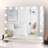 Hollywood Vanity Mirror with 9 Dimmable Bulbs Lights, Three Color Lighting Modes, and 5X Magnification, Smart Touch Control, 360°Rotation (White,Gift Box)