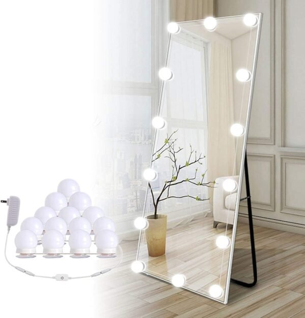 Hollywood Style Led Vanity Mirror Lights Kit - Vanity Lights Have 10 Dimmable Light Bulbs for Makeup Dressing Table and Power Supply Plug in Lighting Fixture Strip, White (No Mirror Included)