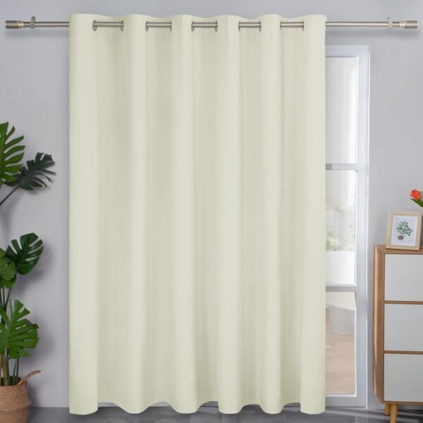 61Fu1pI8goL._AC_SL1500.jpg Linen Textured 100% Blackout Curtain 100x96 Inch Extra Wide Patio Sliding Door Curtain Solid Thermal Insulated Room Curtain for Bedroom, Living Room (1 Panel, White)