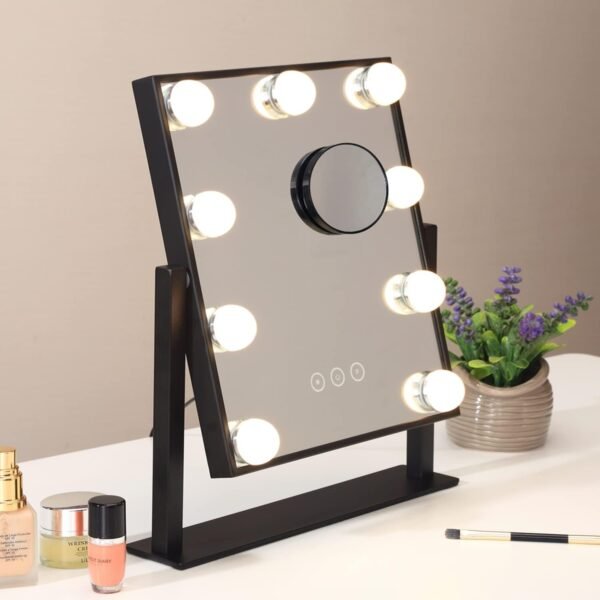 Vanity Mirror with Lights, Makeup Mirror with Lights,3 Color Lighting Modes Detachable 10X Magnification Mirror Touch Control,360°Rotation, White.
