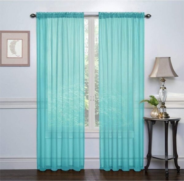 2 Pack: Basic Rod Pocket Sheer Voile Window Curtain Panels - Assorted Colors (White, 84 in. Long)