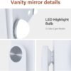 Hollywood Vanity Mirror with Lights, Vanity Makeup Mirror with 9 LED Bulbs, 3 Color Lighting Modes, U-Shaped Bracket, Smart Touch Control