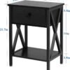 Nightstands, Modern End Side Tables,Night Stand with Drawer &Storage Shelf for Bedroom living Room Office Lounge, Black