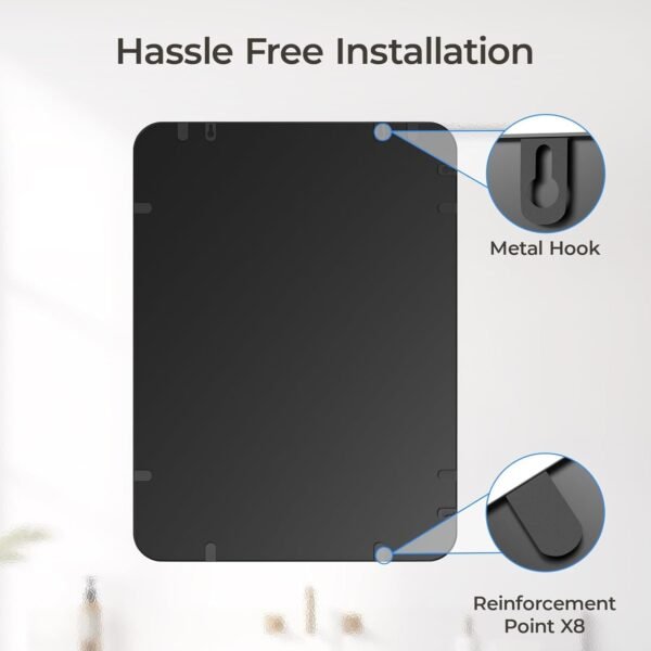 Black Bathroom Mirror 22 x 30 Inch, Matte Black Rectangle Mirror for Wall, Rounded Metal Frame Vanity Mirror