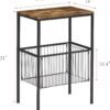 Tall Side End Table,Nightstands Shelf Storage Organizer with Versatile Metal Basket for Telephone Entryway/Living Room/Bedroom/Kitchen,31" H, 1 Set, Rustic Brown