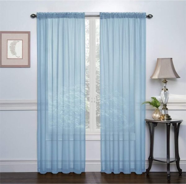 2 Pack: Basic Rod Pocket Sheer Voile Window Curtain Panels - Assorted Colors (White, 84 in. Long)