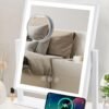 Vanity Mirror with Lights, Hollywood Makeup Mirror with Lights Phone Holder, Smart Touch Control, 3 Color Lighting Modes with Detachable 10x Magnification Mirror, 360°Rotation, White