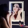 Lighted Makeup Mirror, Hollywood Vanity Mirror with Lights, Touch Control 3 Color Lighting Modes for Bedroom, Detachable 10X Magnification Mirror, 360°Rotation (16 in, White)