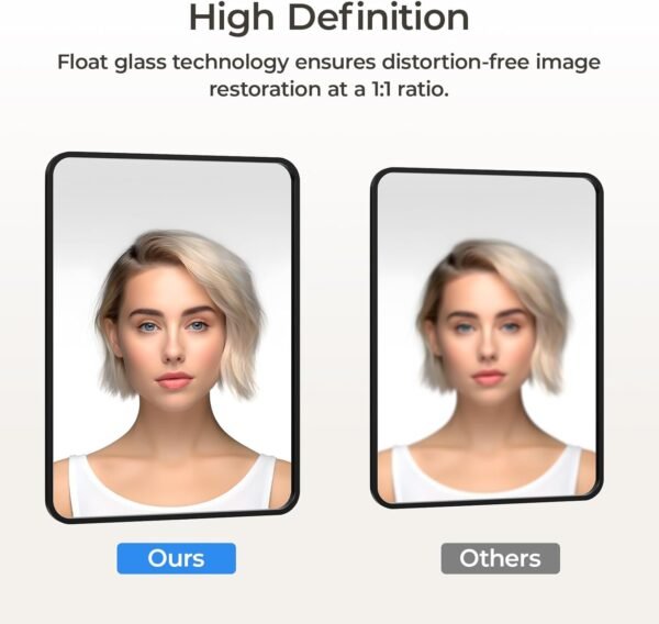 Black Bathroom Mirror 22 x 30 Inch, Matte Black Rectangle Mirror for Wall, Rounded Metal Frame Vanity Mirror