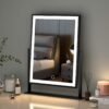 Lighted led Makeup Mirror Hollywood Mirror Vanity Makeup Mirror with Lights Smart Touch Control 3-Gear Dimable Light 360°Rotation (12in. White)