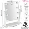 Makeup Vanity Mirror with Lights, 10X Magnification Hollywood Lighted Mirror with 9 Dimmer Led Bulbs, Plug in Light-up Beauty Mirror, Touch Screen Lighted Table Set Mirror, 360°Rotation(White)