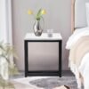 Modern End Table, Square Small Coffee Sofa Side Table with Metal Frame