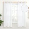 Natural Linen Curtains 63 Inch Length 2 Panels Bronze Grommet Linen Textured Short Window Drapes Light Filtering for Living Room Bedroom, 52 X 63 Inch