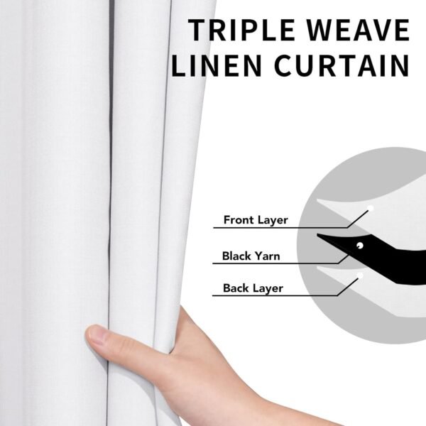 61dQ0HNhyZL._AC_SL1500.jpg Linen Textured 100% Blackout Curtain 100x96 Inch Extra Wide Patio Sliding Door Curtain Solid Thermal Insulated Room Curtain for Bedroom, Living Room (1 Panel, White)