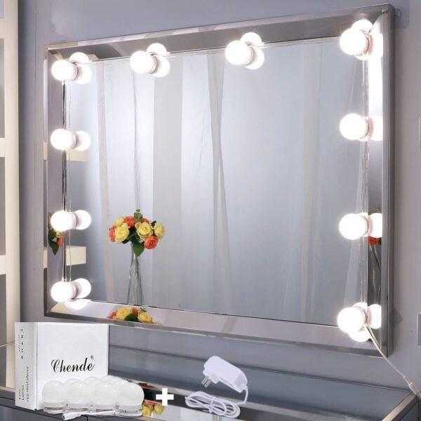 LED Vanity Light for Mirror, Hollywood Style Makeup Lights with Dimmer and 12V Adapter, Stick on Vanity Mirror, (Mirror Not Included)