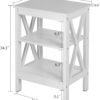 Nightstand Sofa Side Table with 3-Tier Storage Shelf for Living Room, Bedroom, Stable Steel Frame, Easy Assembly, End, White