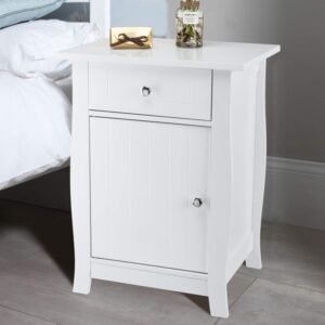 White Nightstand, Small Nightstand with Drawer and Door Cabinet, Wood Nightstand with Storage Organizer, Bedside Table with Drawers, Bedroom Nightstand, End Tables Living Room, Kids' Room, Dorm