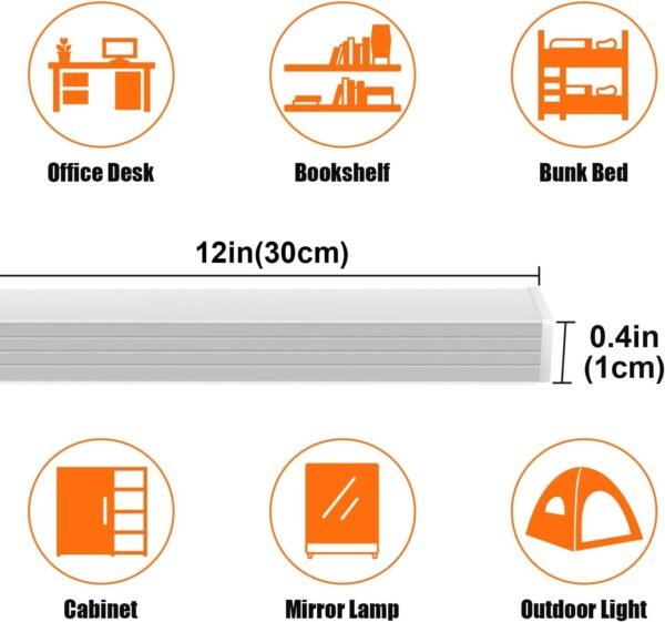 LED Under Cabinet Lighting, Under Cabinet Lights with USB Powered Under Cabinet Lights for Closet Light Bar Under Counter Lighting Work Tables Student Dormitory (Include AC Power Plug)