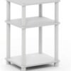 3-Tier Open Storage Nightstand, 1-Pack, Plastic Poles, Sonoma Oak/White