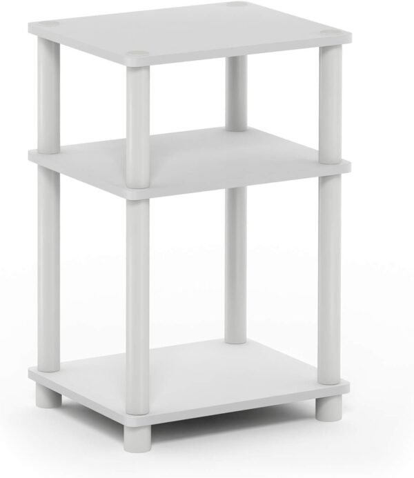 3-Tier Open Storage Nightstand, 1-Pack, Plastic Poles, Sonoma Oak/White