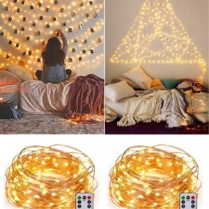 2 Pack USB Fairy Lights Plug in [Each 66 ft 200 LED] Twinkle String Lights with Remote and Timer 8 Modes Copper Wire Mini Starry Lights for DIY Christmas Wedding Party Bedroom Decorations, Warm White